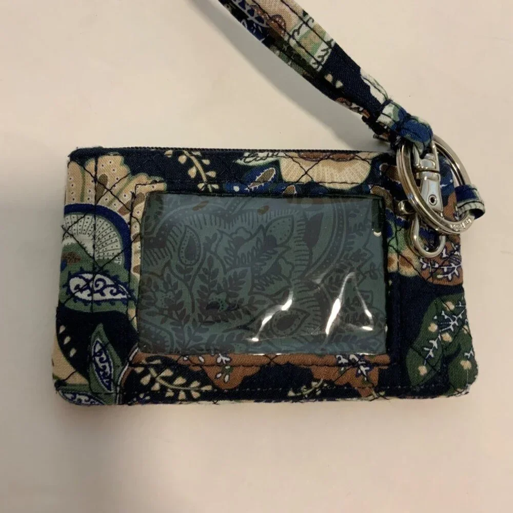 Vera Bradley Lanyard Zip ID Case With Keyring Retired Print